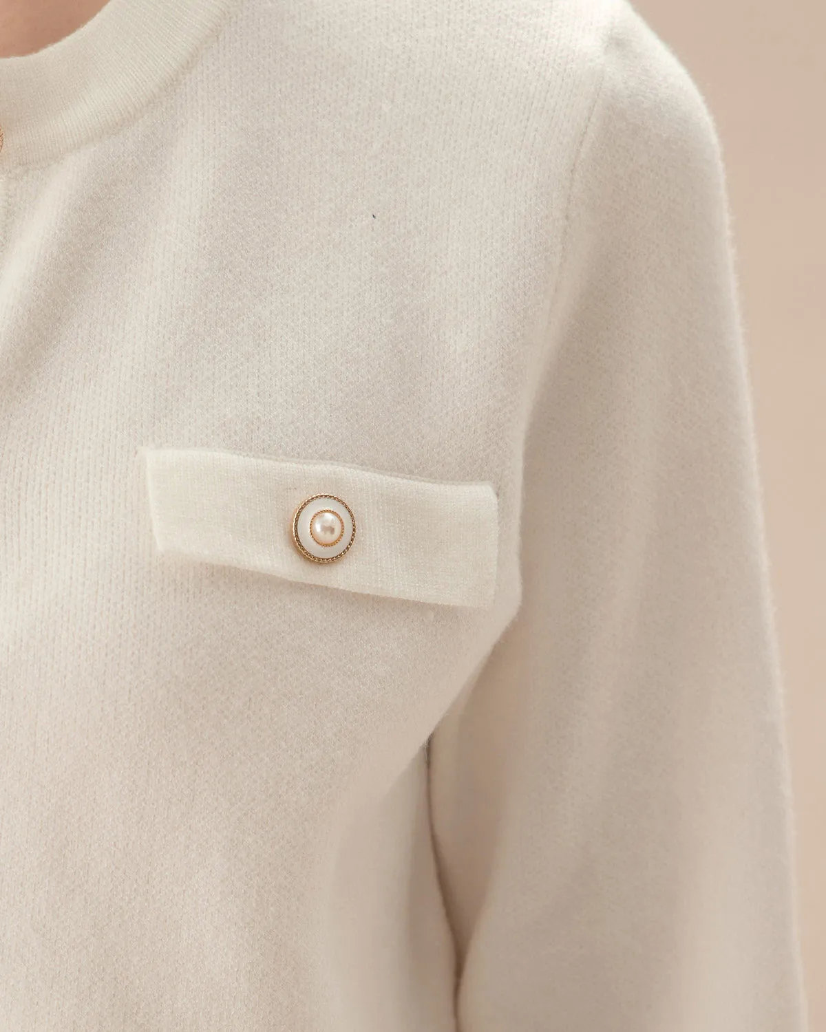 White Single Breasted Knit Cardigan sold by rihoas product image thumbnail 2