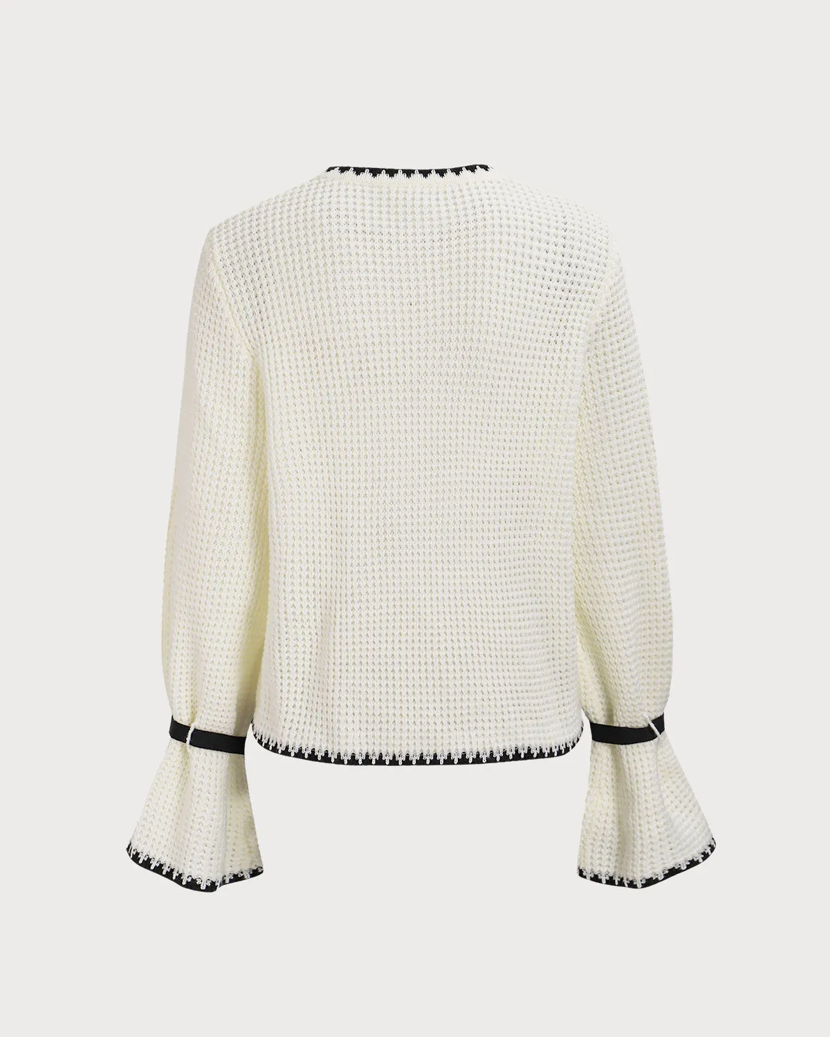 Beige Contrasting Bell Sleeve Sweater sold by rihoas product image thumbnail 2
