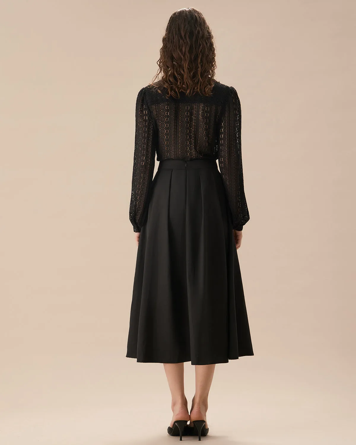 Black Lace Lantern Sleeve Blouse sold by rihoas product image thumbnail 4