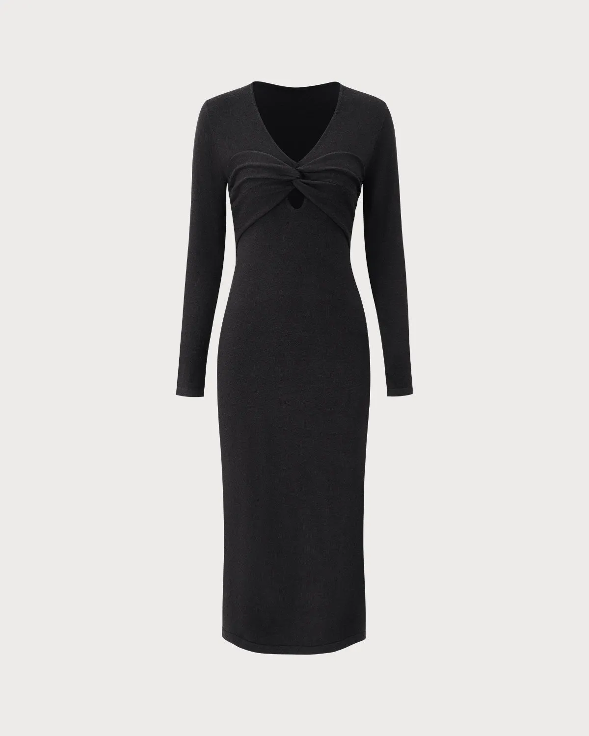 Black V Neck Cut Out Bodycon Sweater Dress sold by rihoas