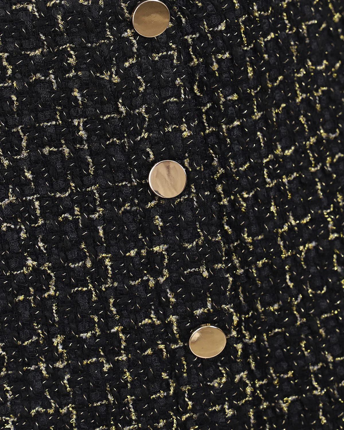 Black High-waisted Button Tweed Skirt sold by rihoas product image thumbnail 3