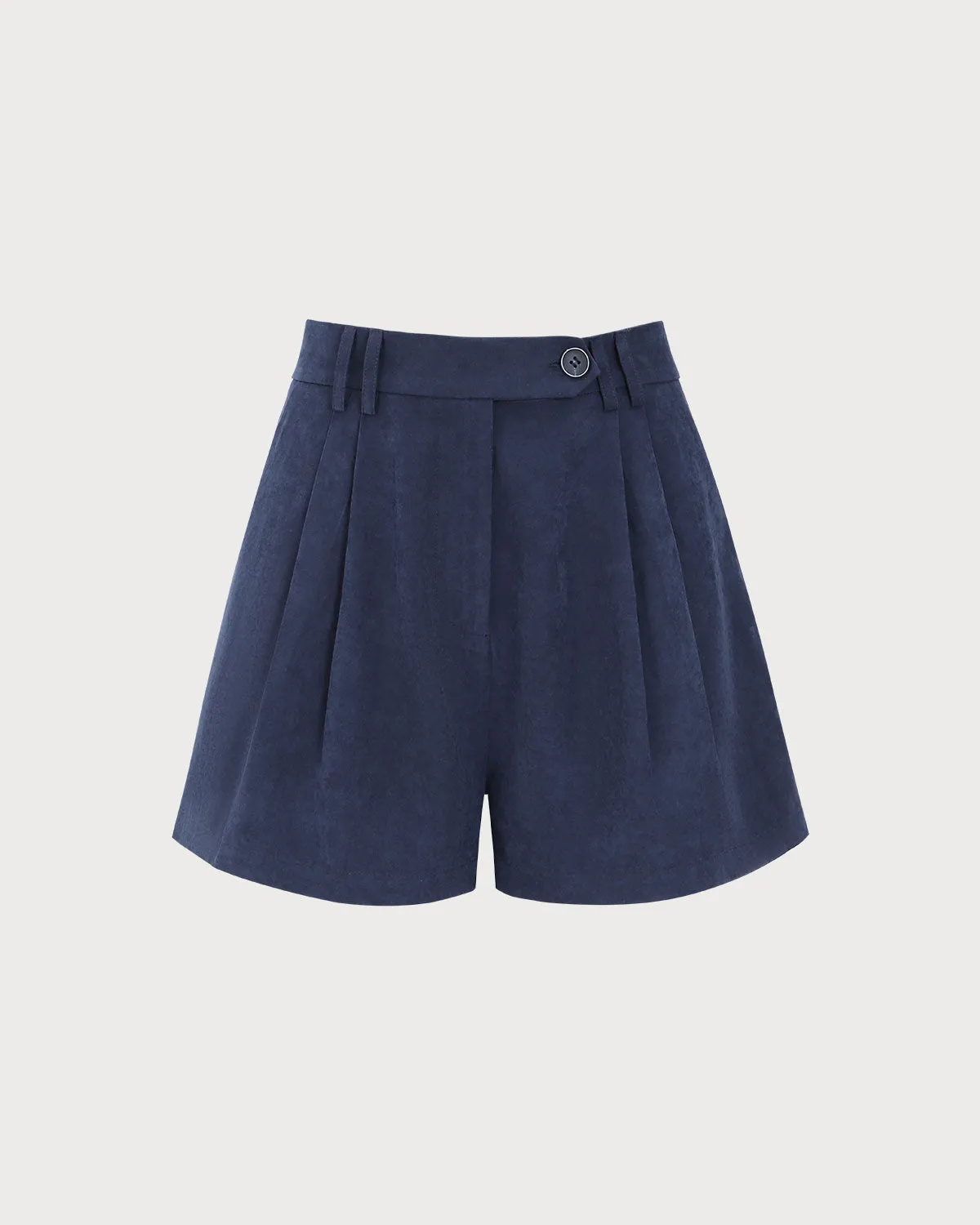 Navy High-waisted Suede Pleated Shorts sold by rihoas