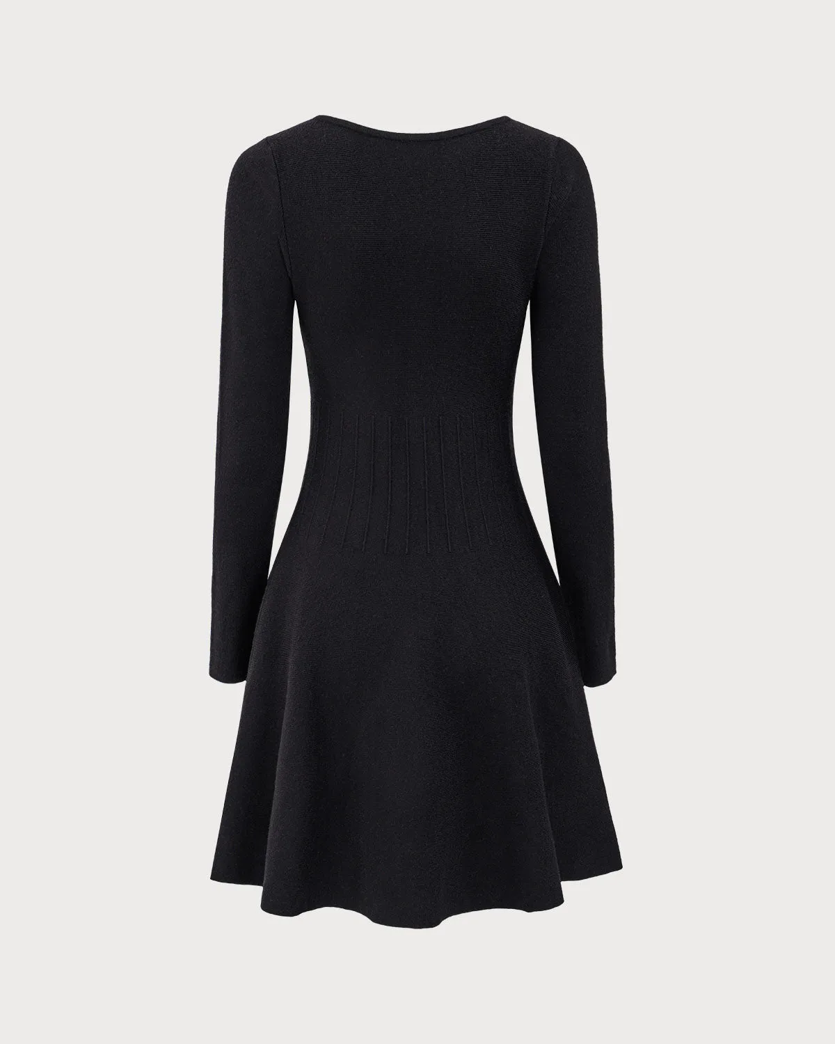 Black Square Neck Ribbed Sweater Dress sold by rihoas product image thumbnail 2