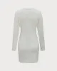 White Round Neck Bodycon Sweater Dress sold by rihoas