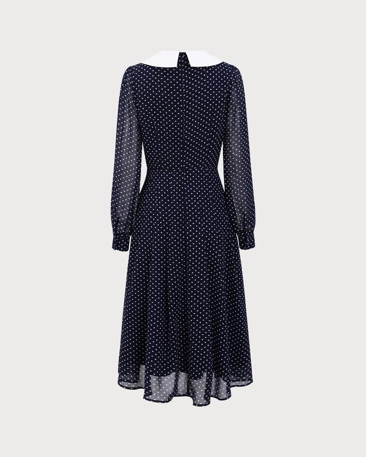 Navy Contrasting V Neck Chiffon Midi Dress sold by rihoas product image thumbnail 2