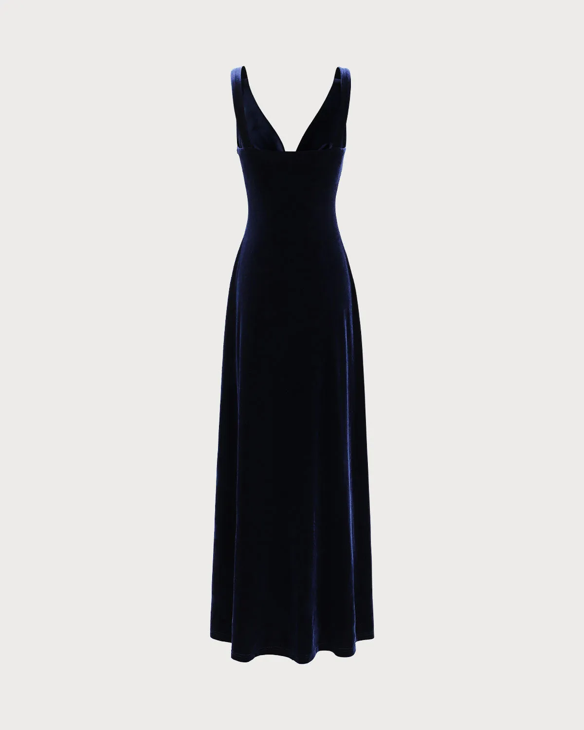 Navy Cowl Neck Velvet Maxi Dress sold by rihoas product image thumbnail 2