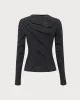 Black Square Neck Striped Knit Tee sold by rihoas