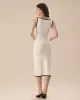 White Contrasting Bodycon Sweater Dress sold by rihoas