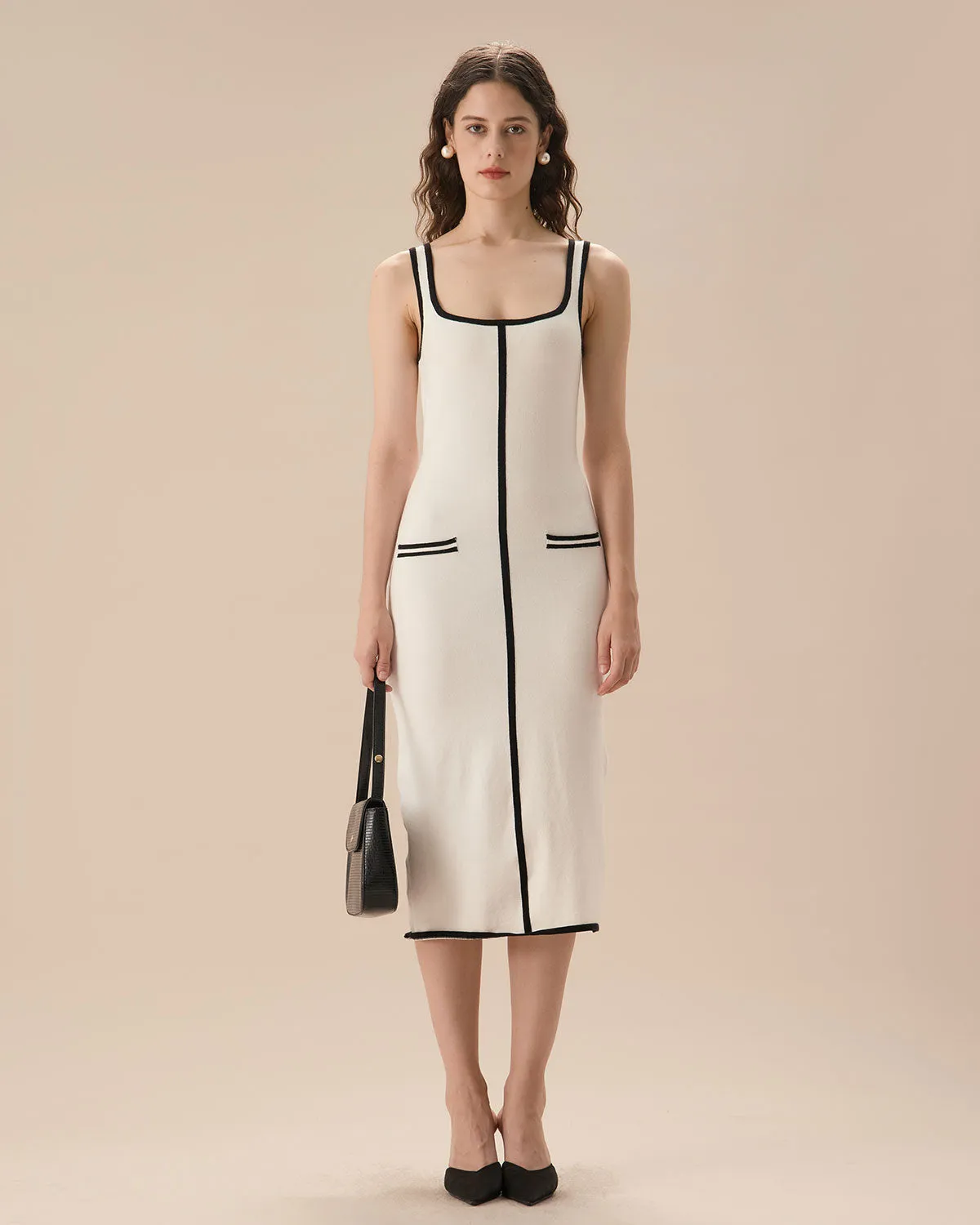 White Contrasting Bodycon Sweater Dress sold by rihoas product image thumbnail 4