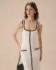 White Contrasting Bodycon Sweater Dress sold by rihoas