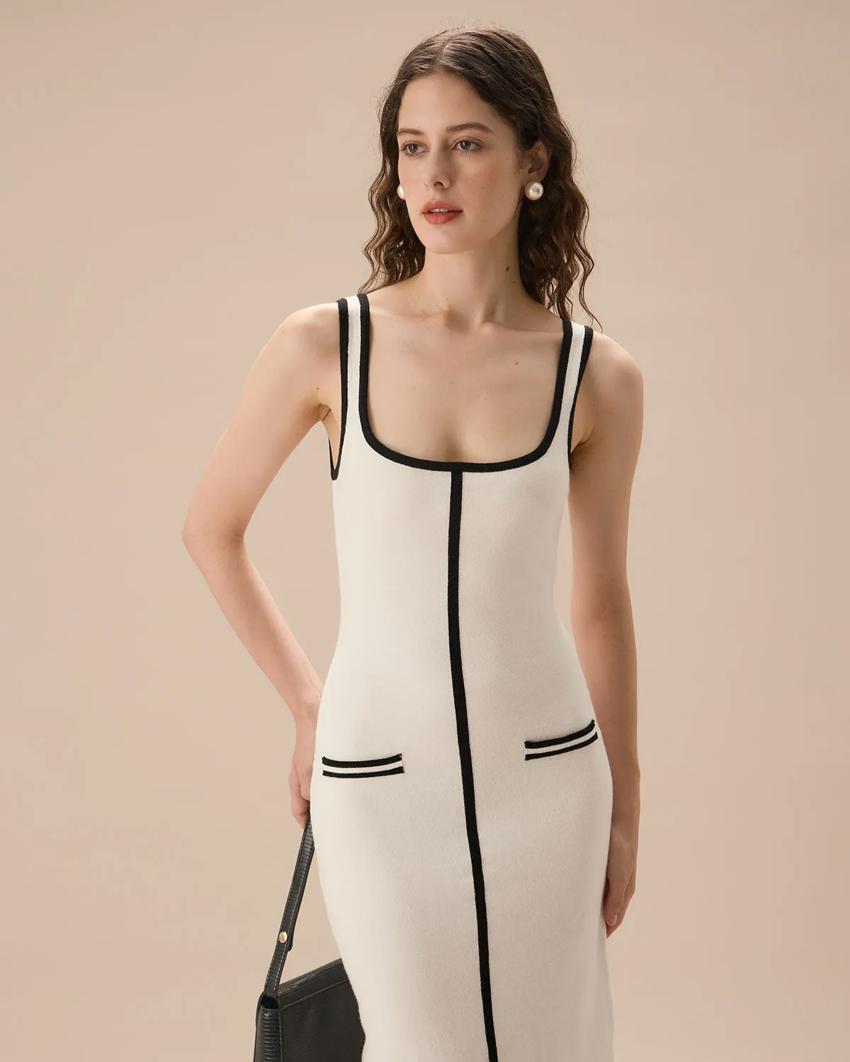 White Contrasting Bodycon Sweater Dress sold by rihoas product image thumbnail 2