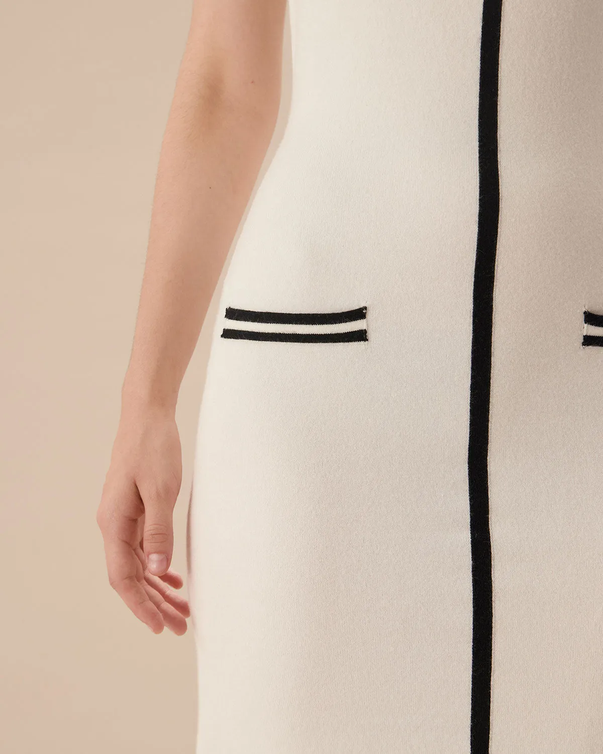 White Contrasting Bodycon Sweater Dress sold by rihoas product image thumbnail 3