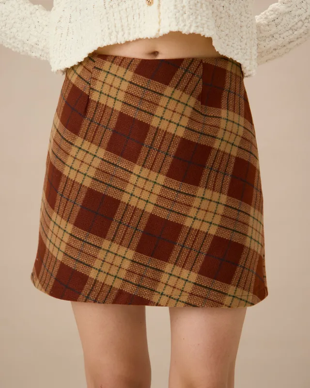 Orange Plaid A-line Mini Skirt sold by rihoas