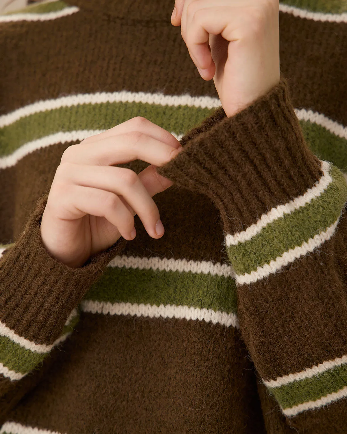 Coffee Round Neck Drop Shoulder Sweater sold by rihoas product image thumbnail 2