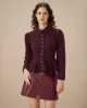 Purple Lapel Single-breasted Ruffle Cardigan sold by rihoas