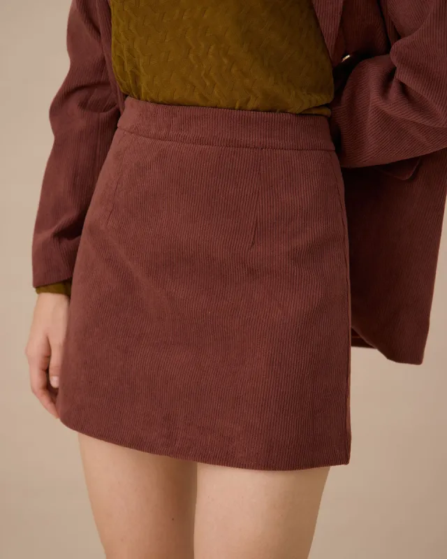 Red Corduroy A-Line Mini Skirt sold by rihoas