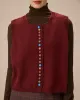 Red Round Neck Single Breasted Knit Vest sold by rihoas