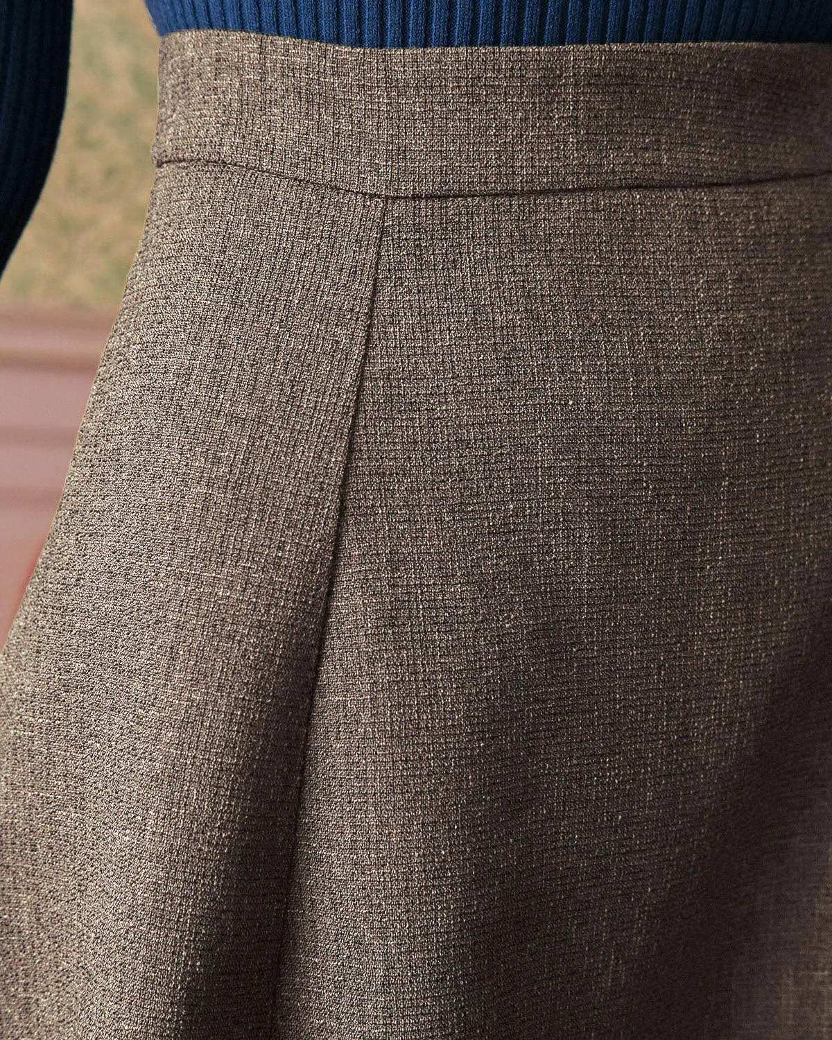 Coffee High Waisted Tweed Skirt sold by rihoas product image thumbnail 2