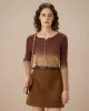 Brick Red Tie Dye Round Neck Cardigan sold by rihoas
