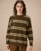 Brown Drop Shoulder Striped Sweater sold by rihoas