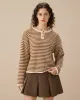 Brown Striped Drop Shoulder Sweater sold by rihoas
