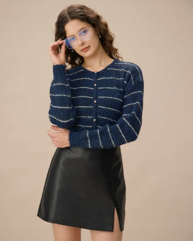 Blue Striped Drop Shoulder Cardigan sold by rihoas