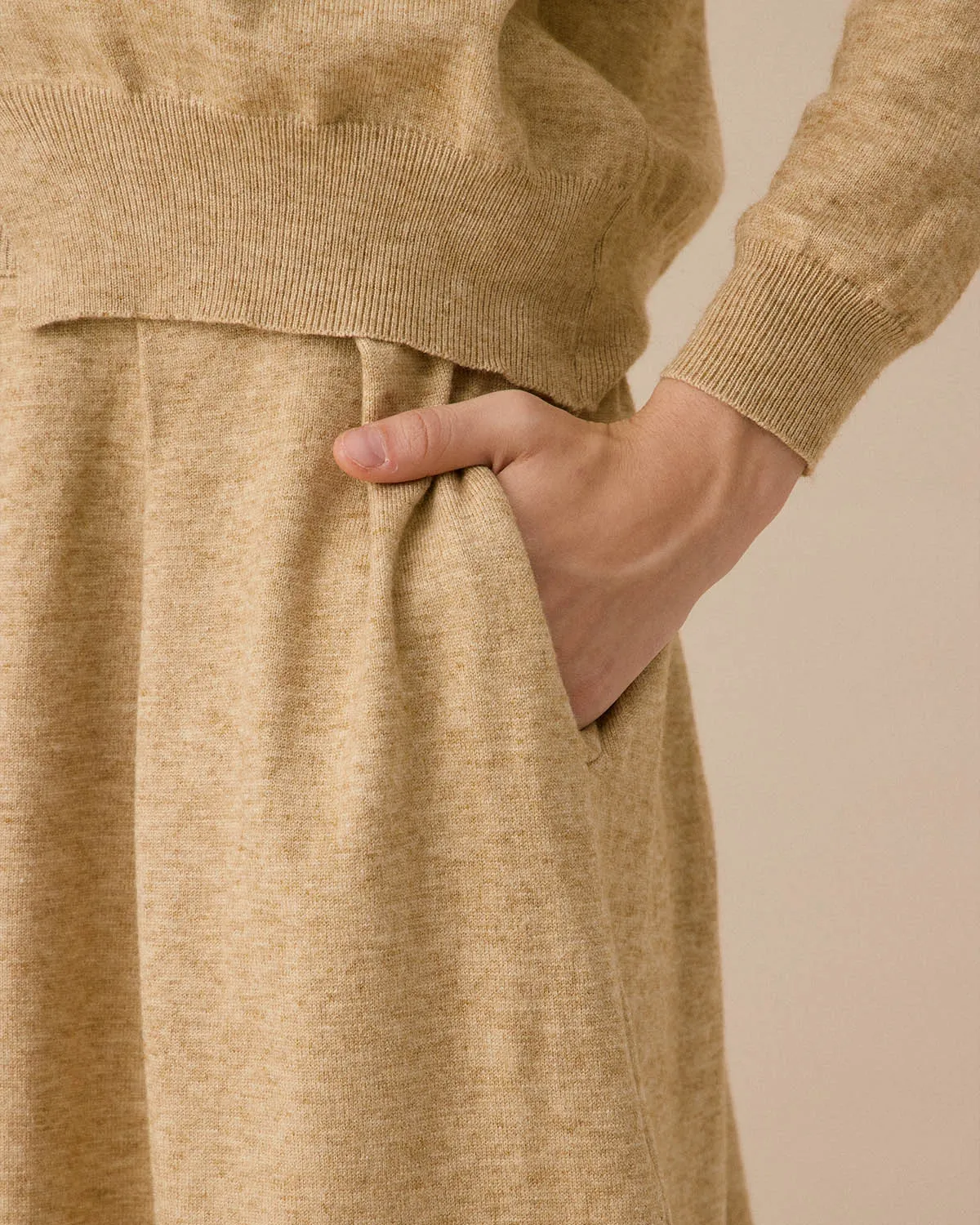 Camel V Neck Cardigan Skirt Set sold by rihoas product image thumbnail 4