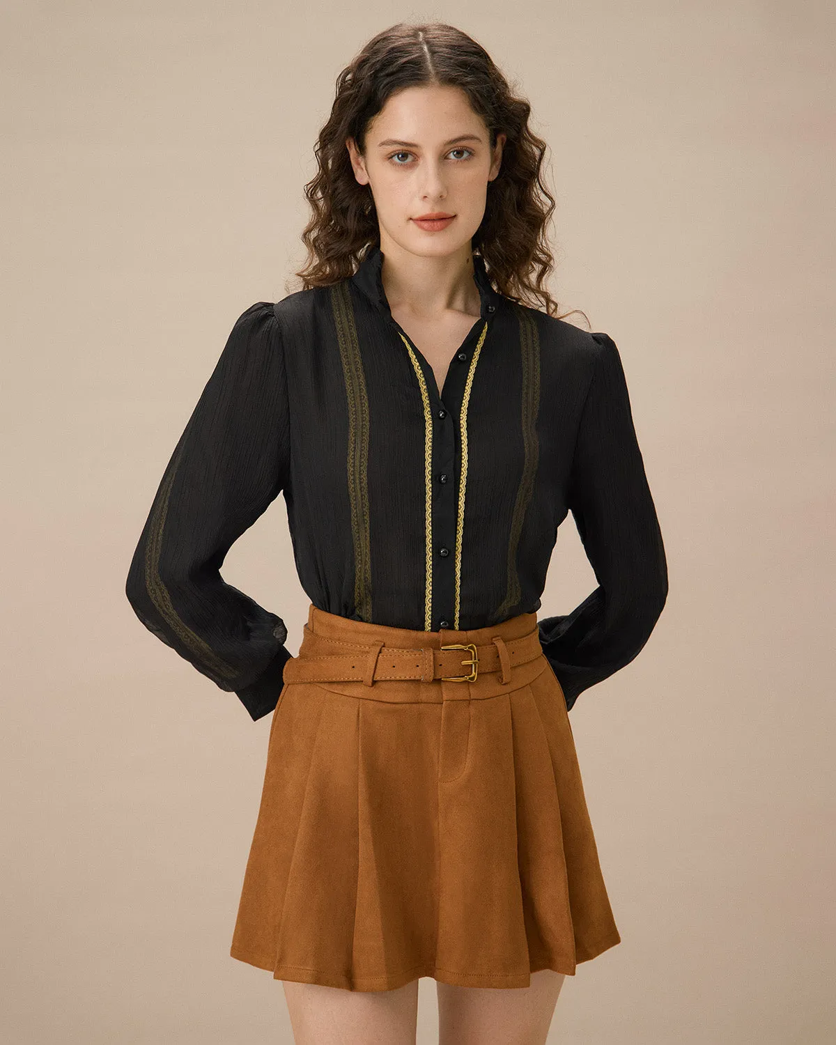 Black Sheer Ruffled Blouse sold by rihoas