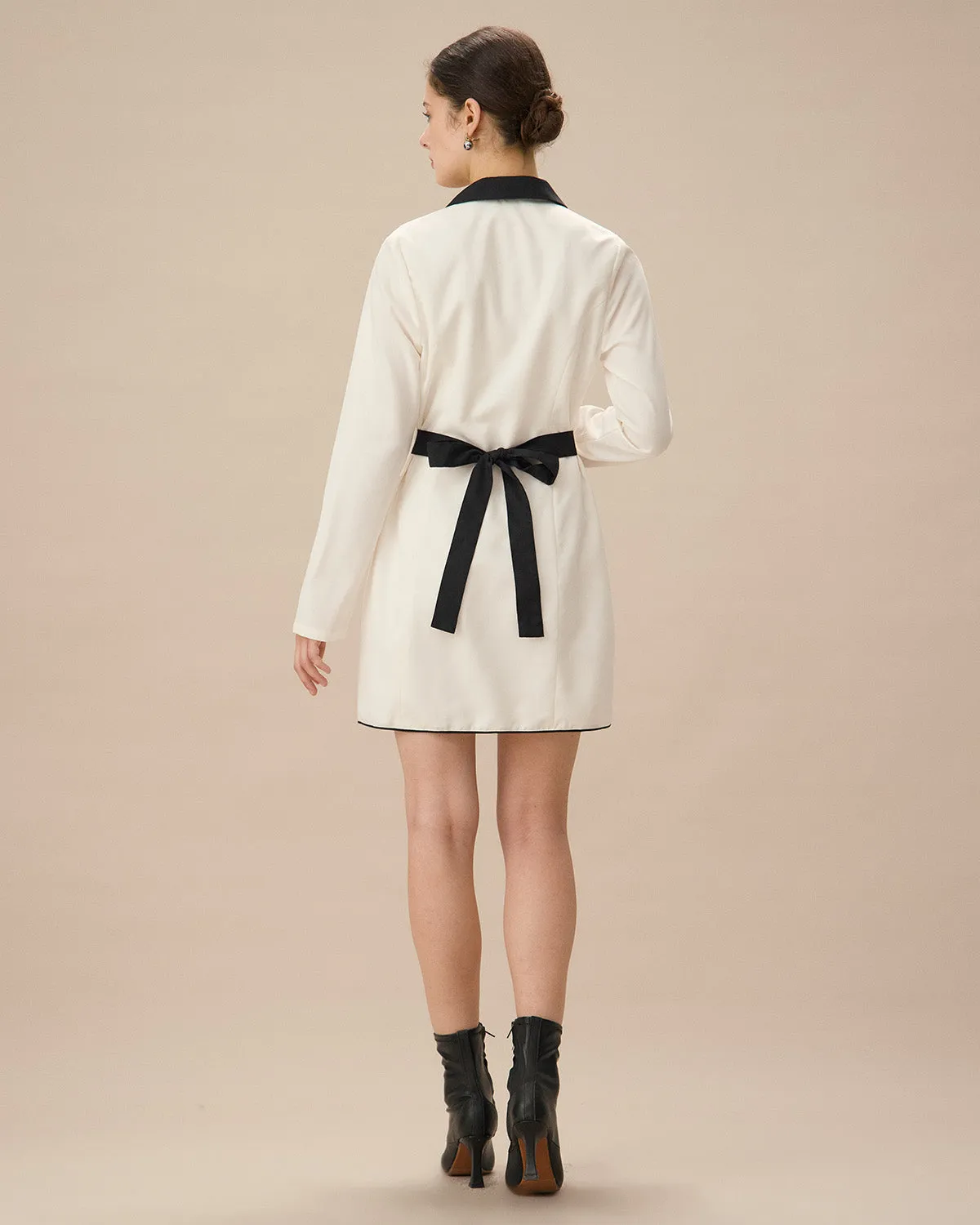 White Contrasting Button-Up Mini Dress sold by rihoas product image thumbnail 4