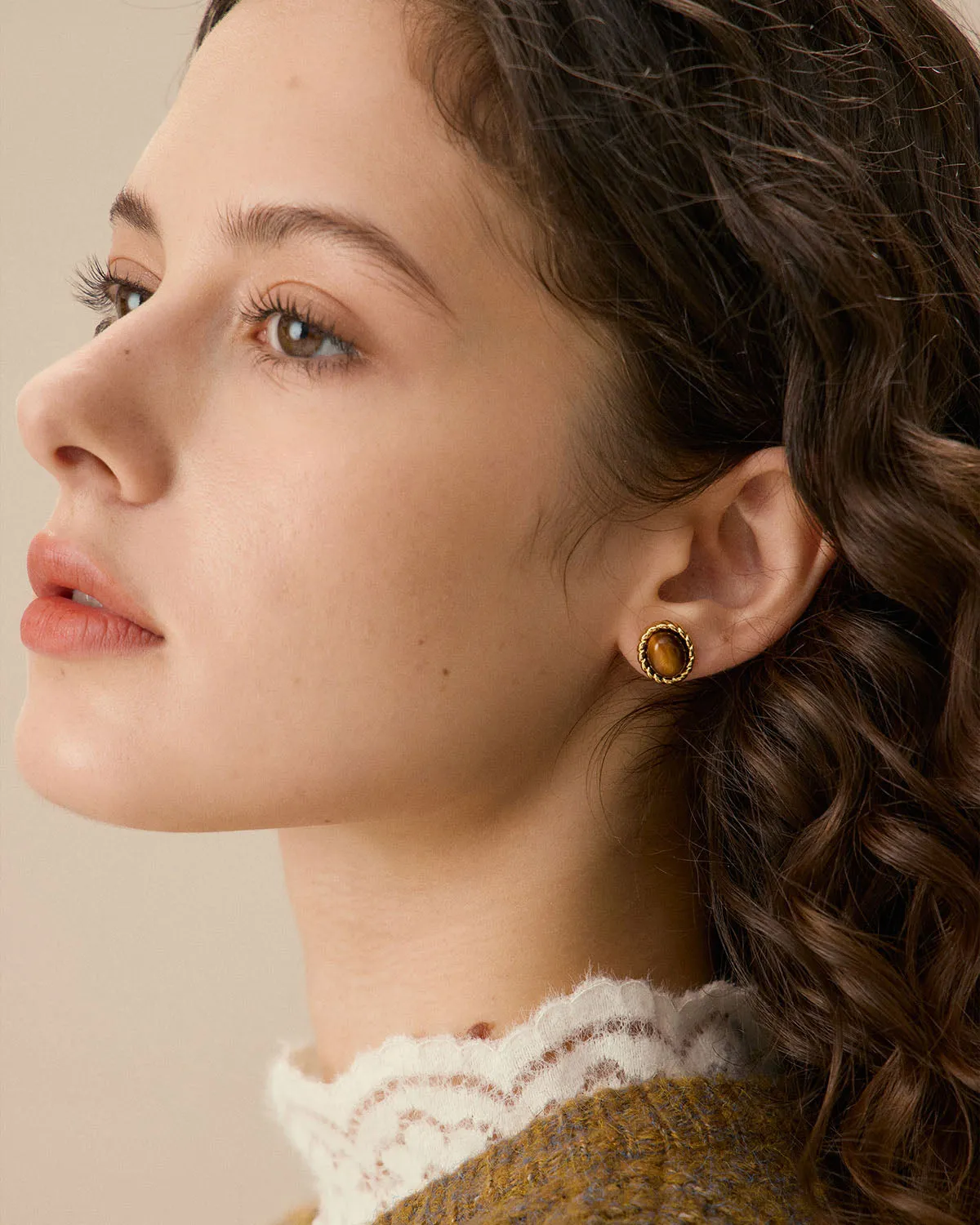 Brown Gold-Plated Earrings sold by rihoas product image thumbnail 3