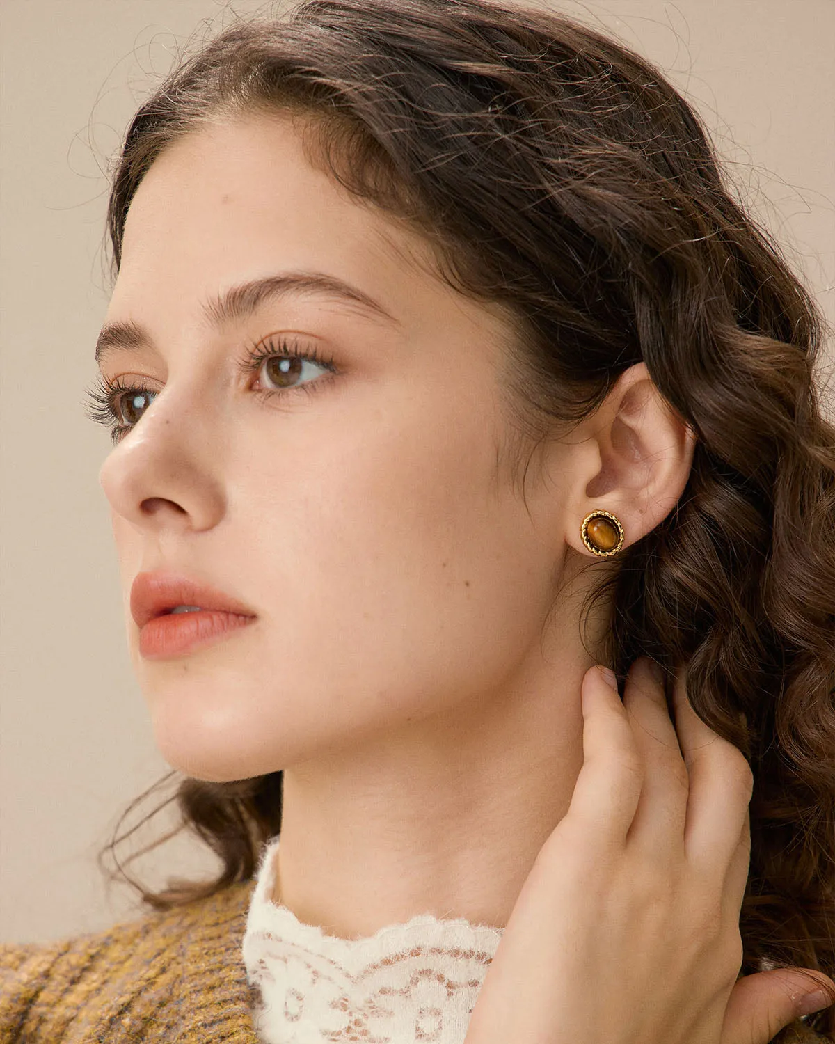 Brown Gold-Plated Earrings sold by rihoas product image thumbnail 2
