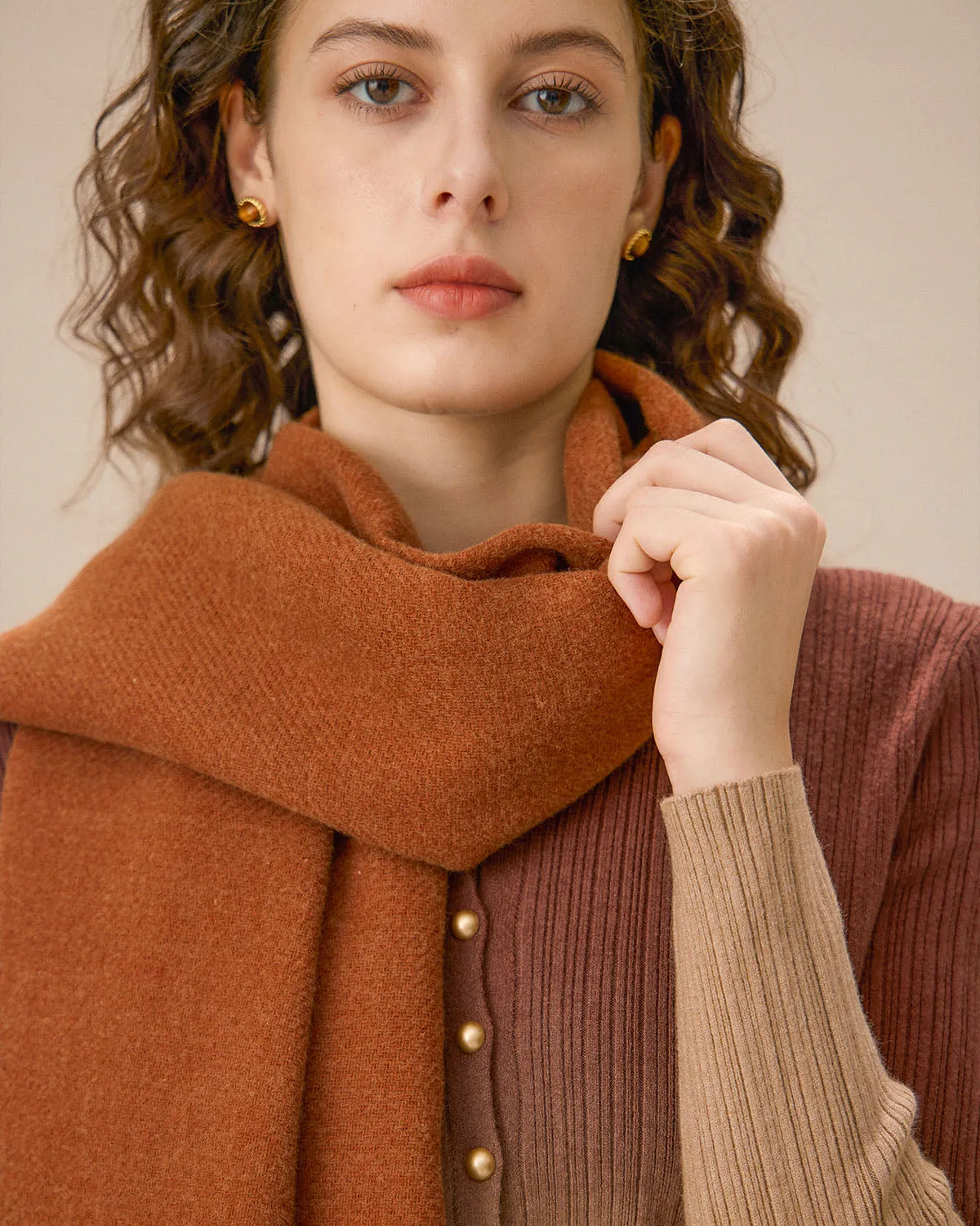 Caramel Classic Tassel Scarf sold by rihoas product image thumbnail 2