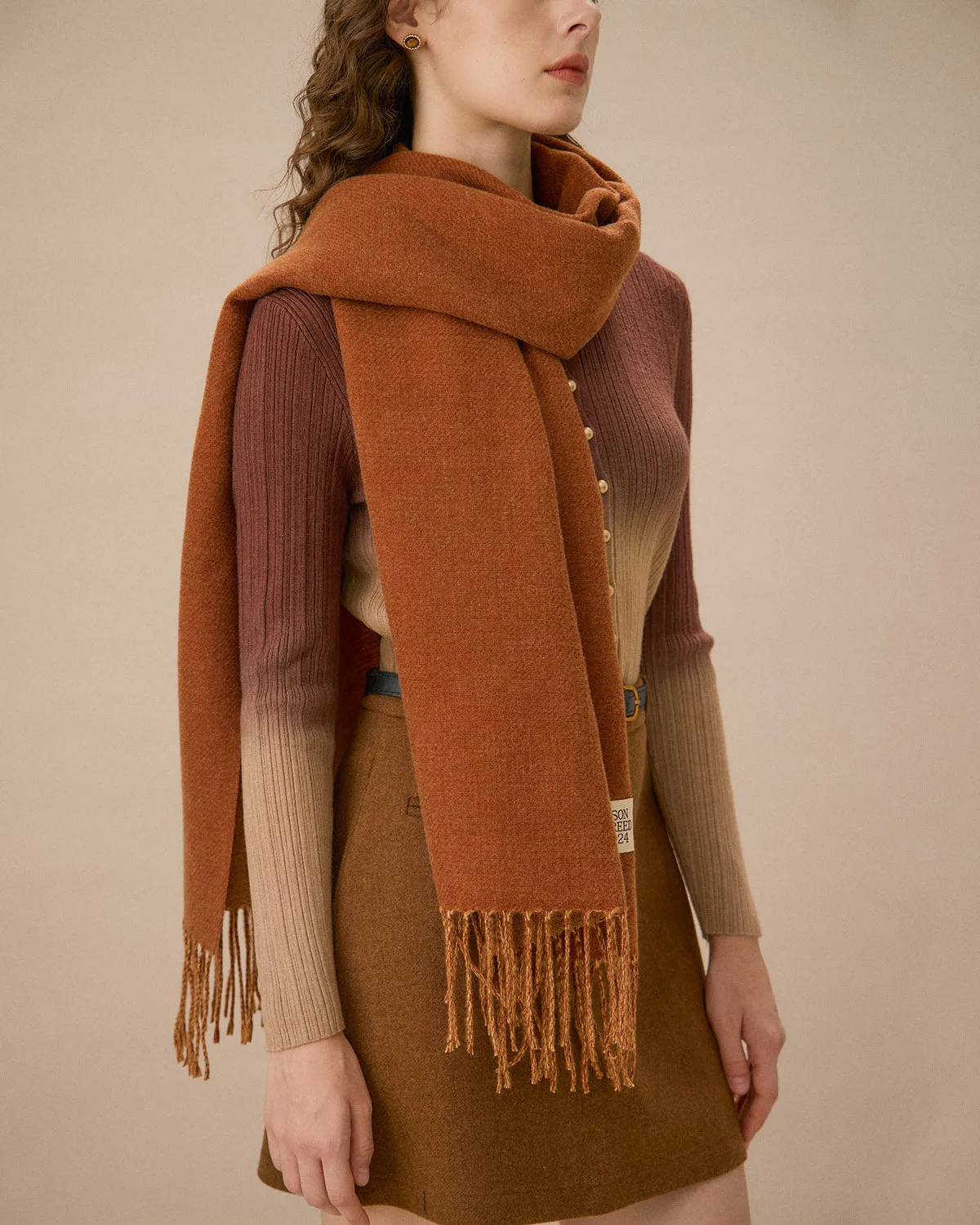 Caramel Classic Tassel Scarf sold by rihoas product image thumbnail 3