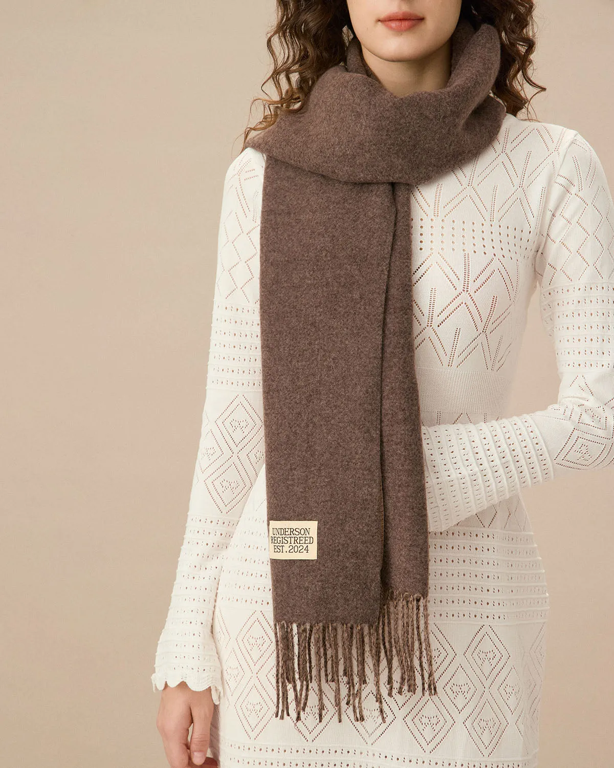 Brown Classic Tassel Scarf sold by rihoas product image thumbnail 2