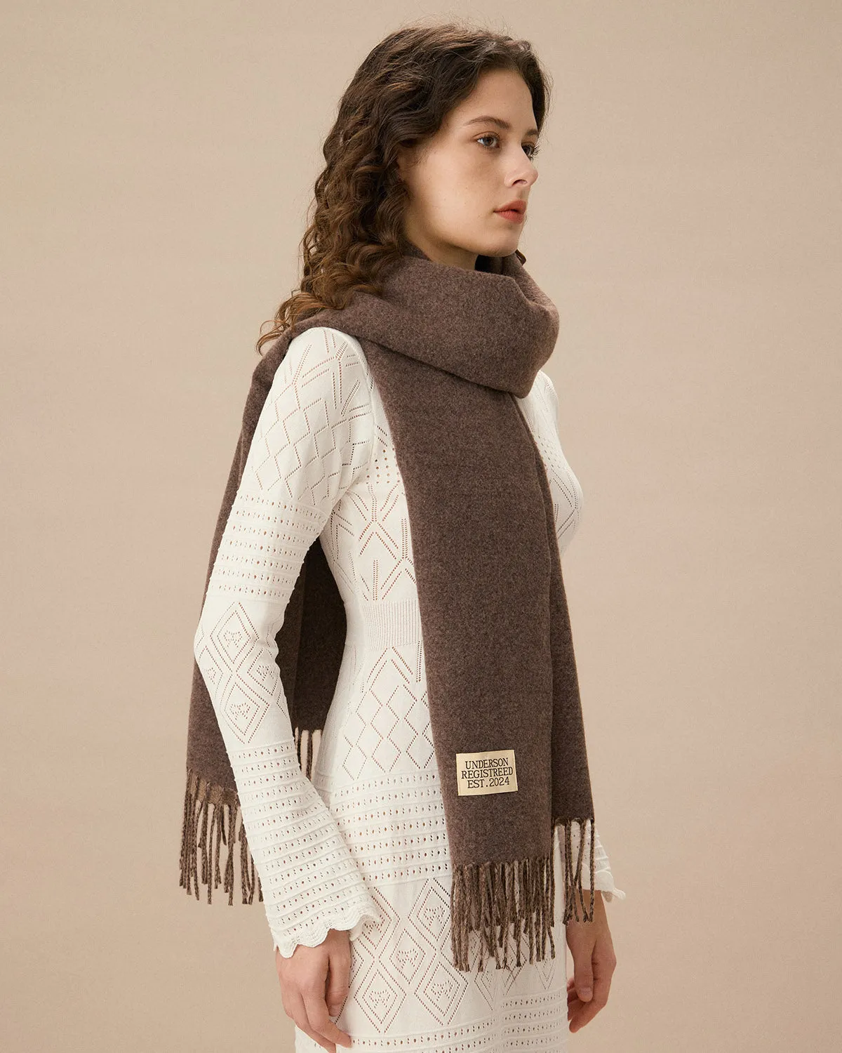Brown Classic Tassel Scarf sold by rihoas product image thumbnail 3