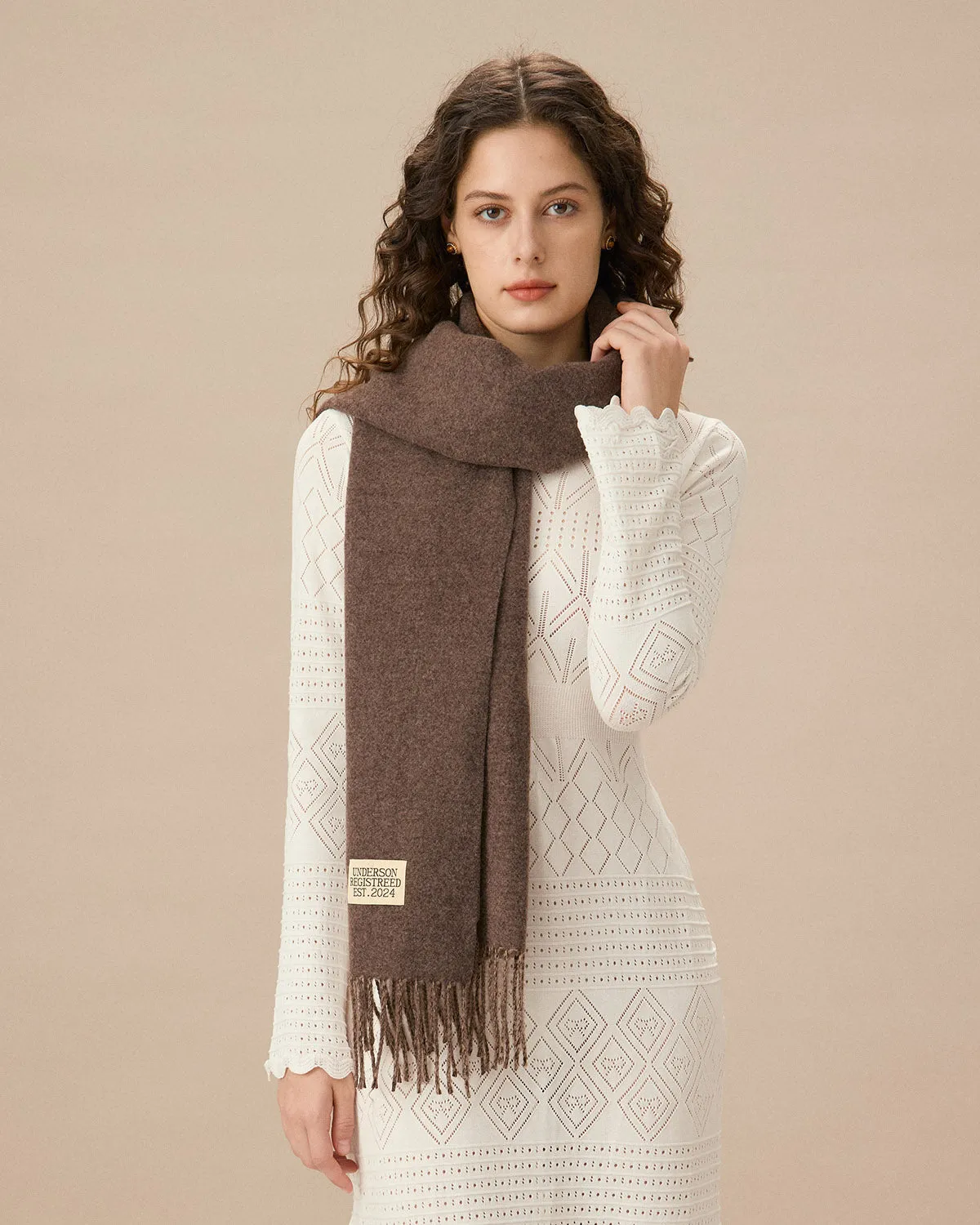 Brown Classic Tassel Scarf sold by rihoas
