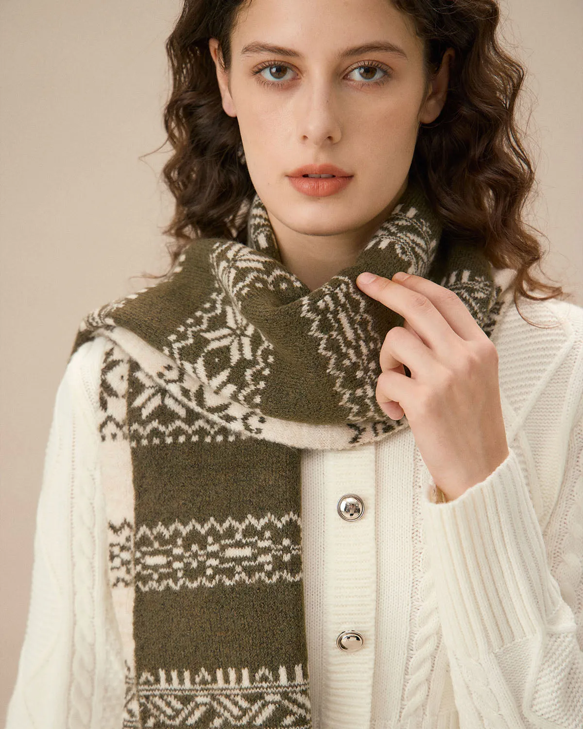 Green Floral Wool Scarf sold by rihoas product image thumbnail 3