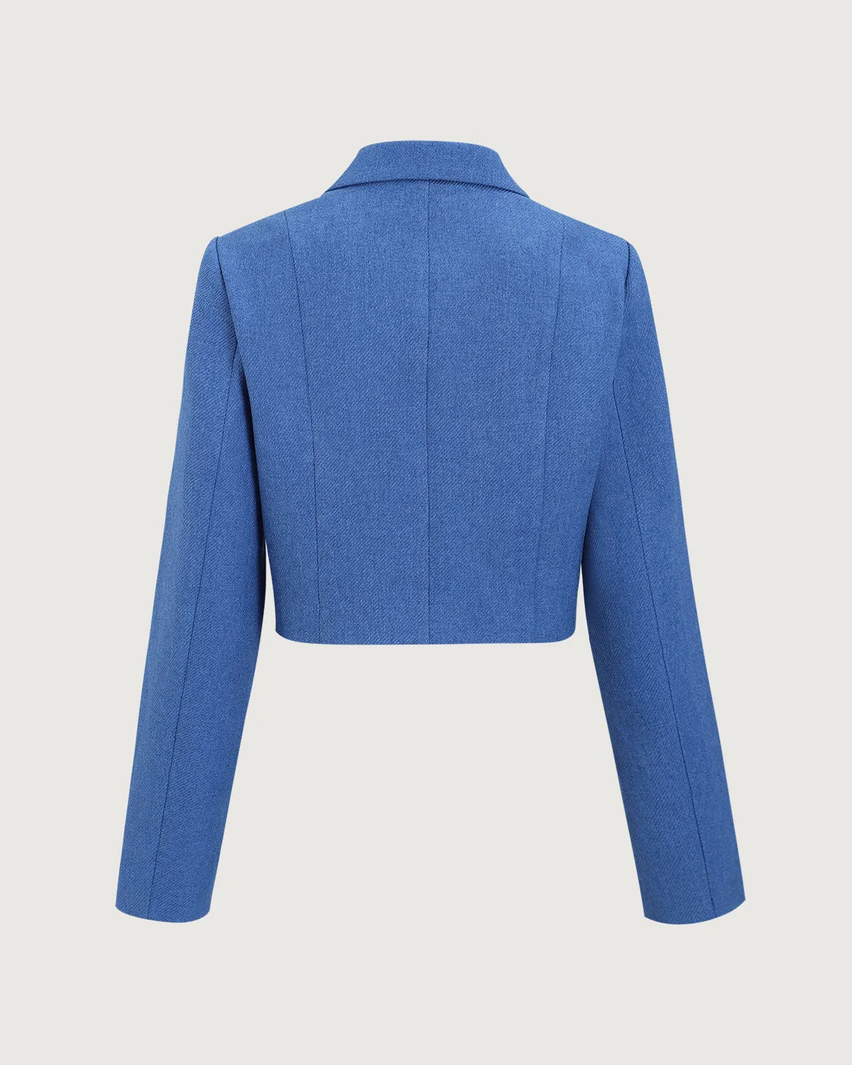 Blue Single-Breasted Pocket Crop Jacket sold by rihoas product image thumbnail 2
