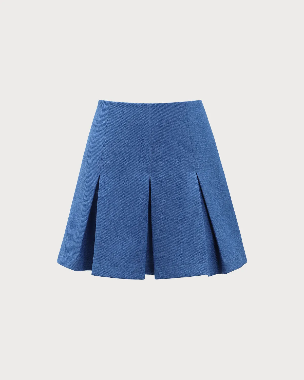 Blue High-waisted Pleated Mini Skirt sold by rihoas