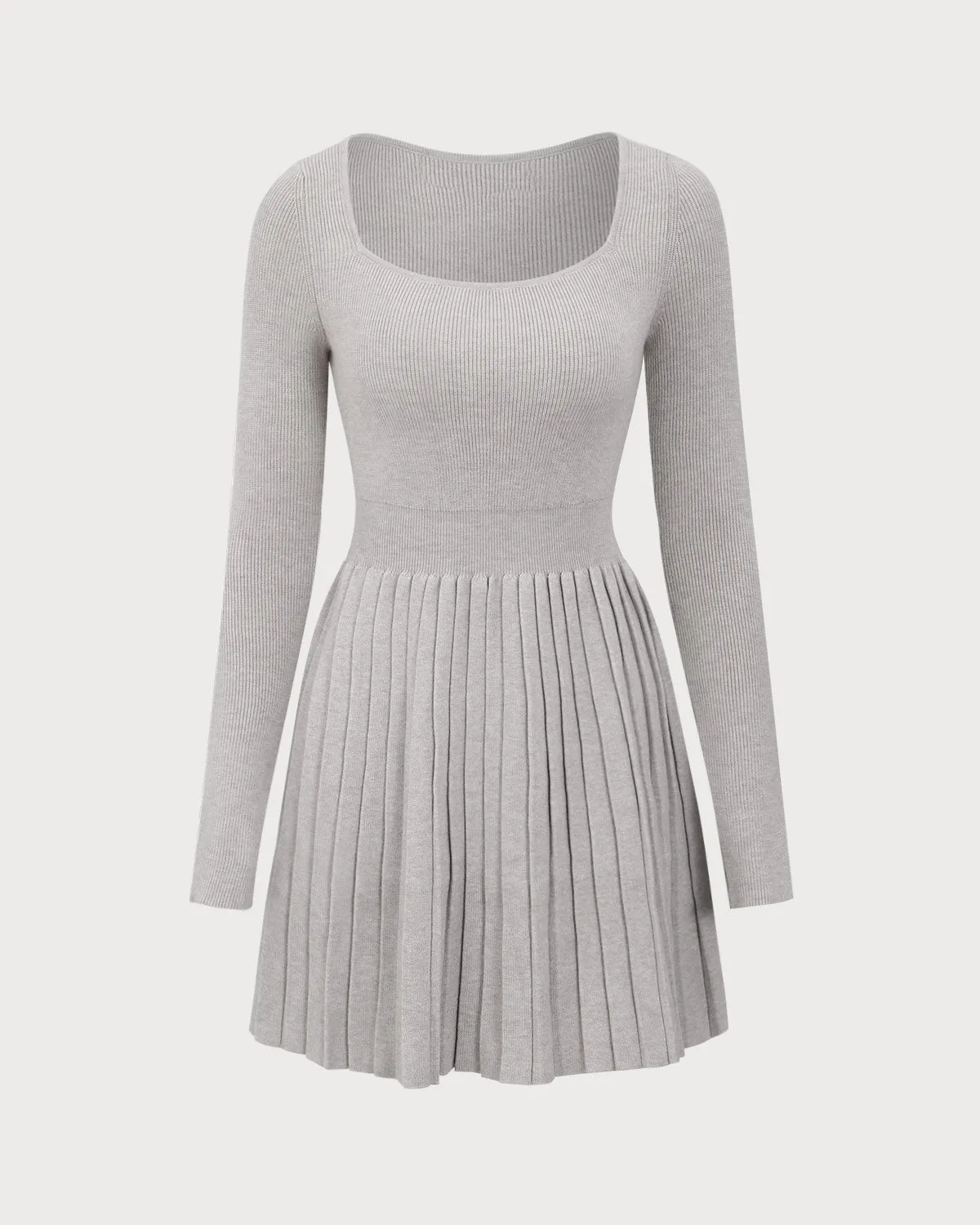 Apricot Square Neck Pleated Sweater Dress sold by rihoas