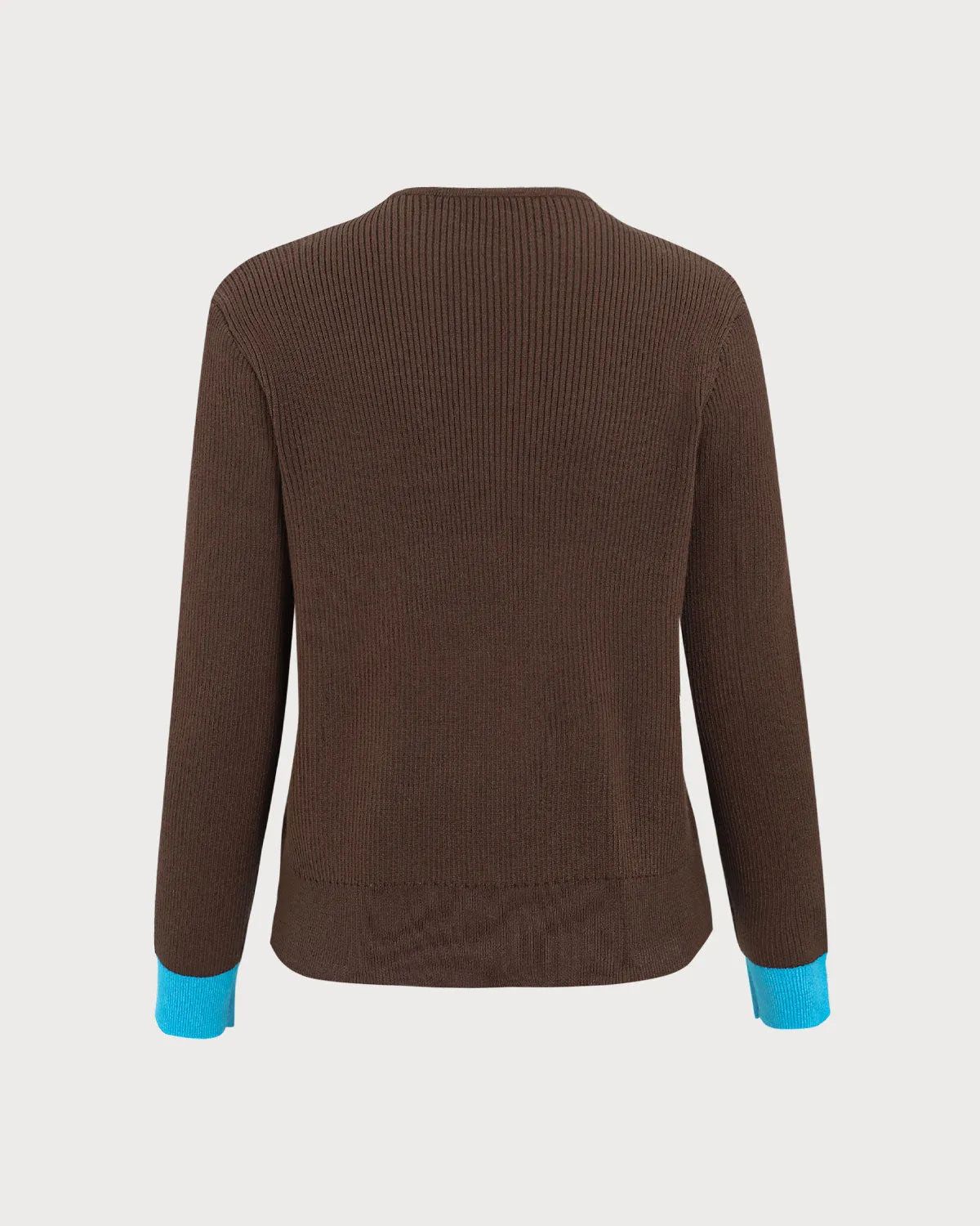 Brown Contrasting Single-Breasted Cardigan sold by rihoas product image thumbnail 2