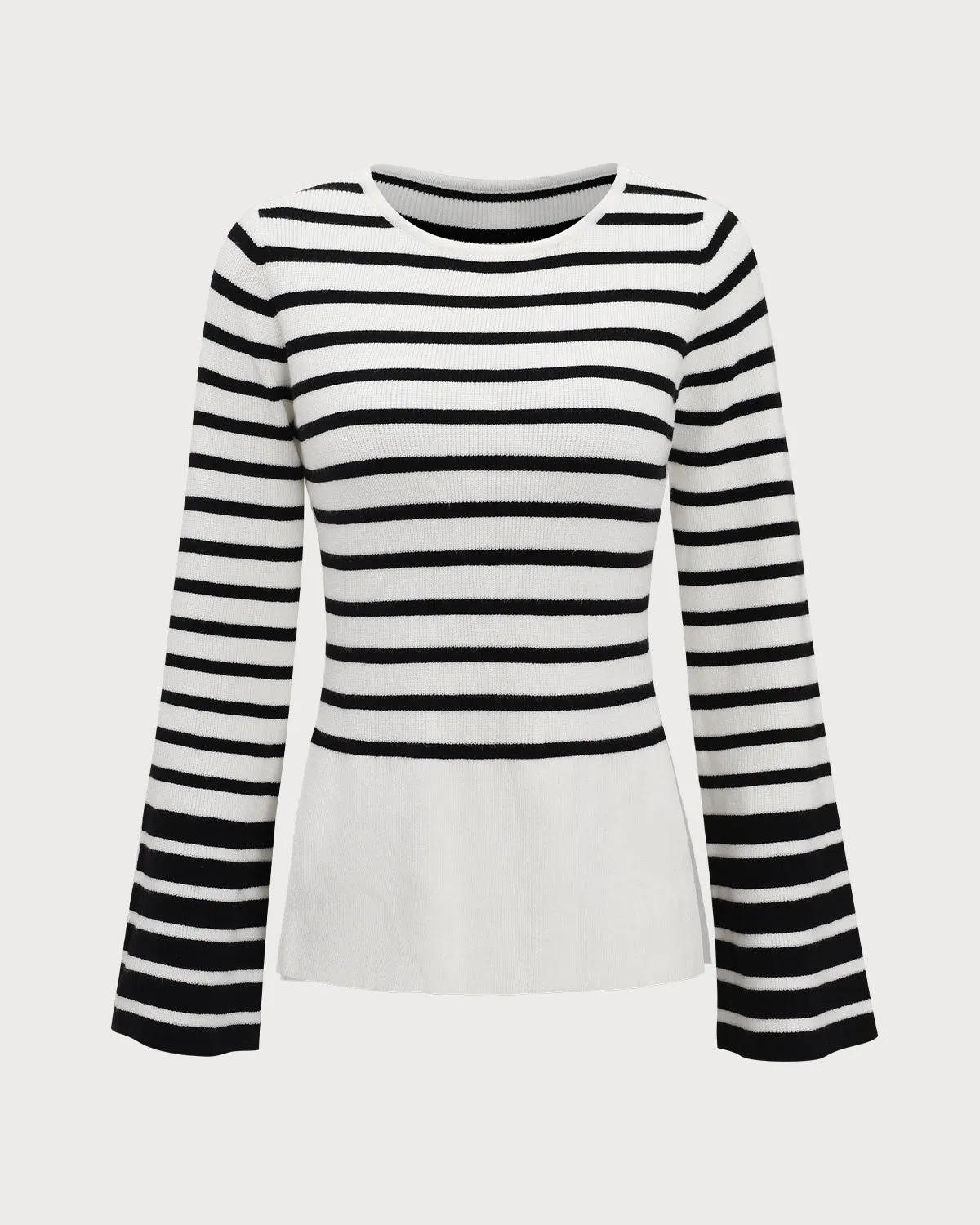 White Striped Boat Neck Sweater sold by rihoas