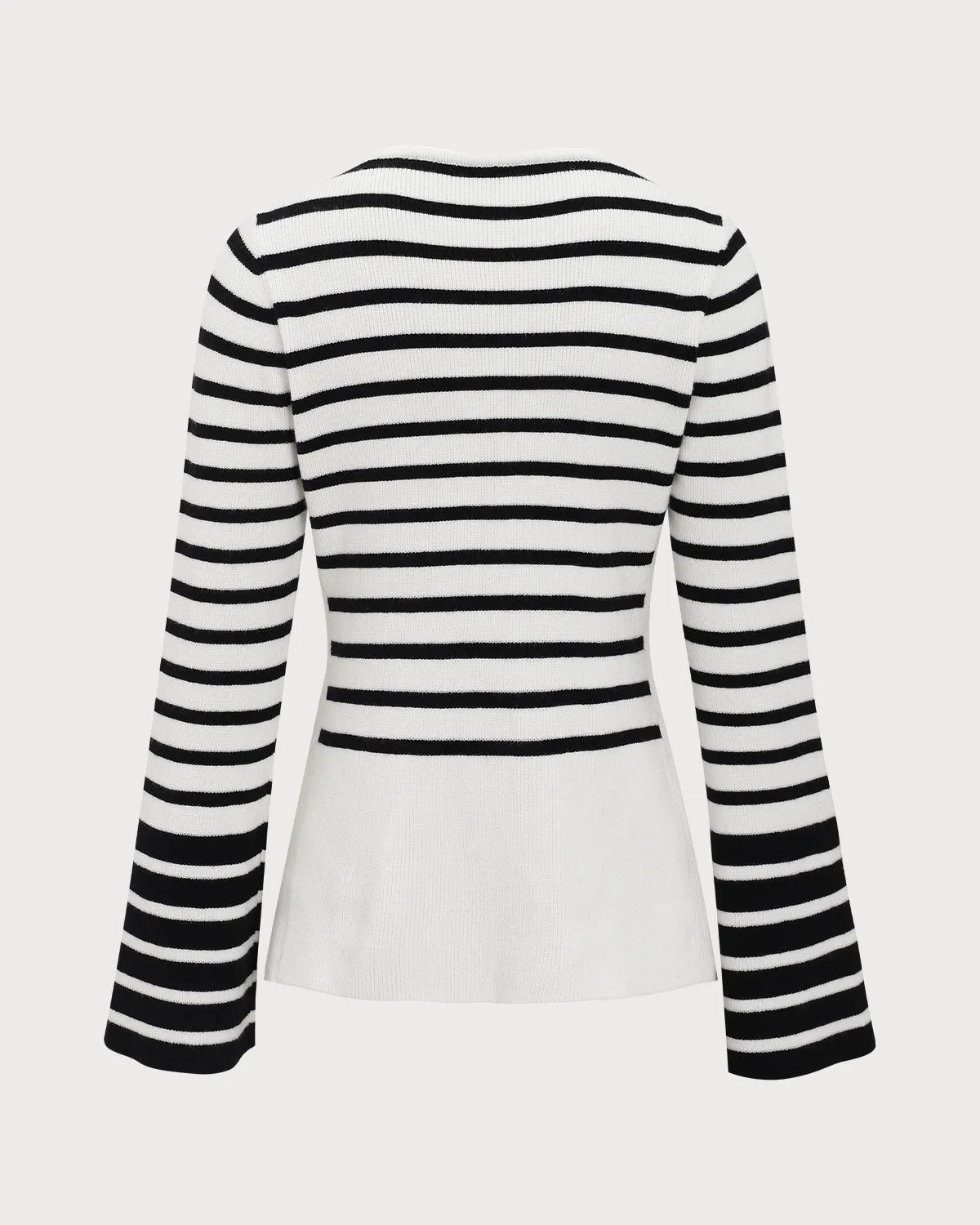 White Striped Boat Neck Sweater sold by rihoas product image thumbnail 2