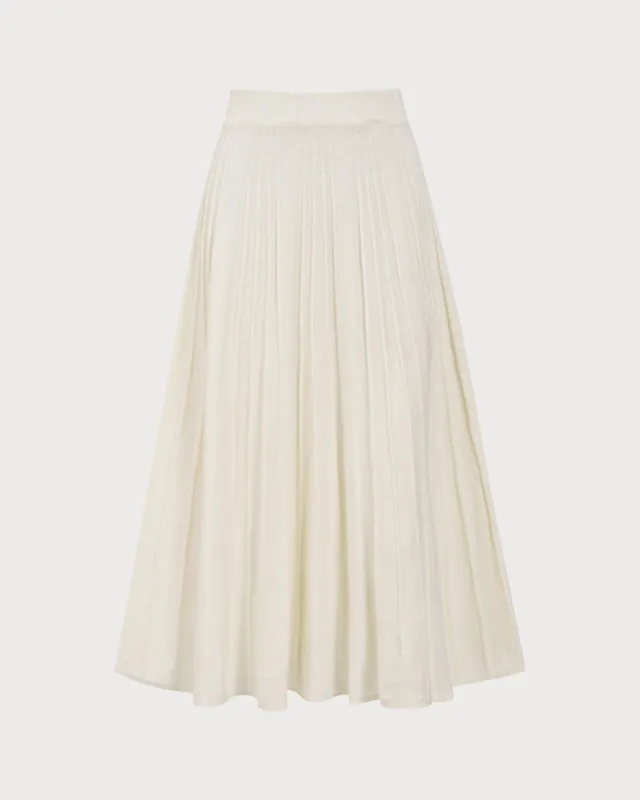 Apricot High-waisted Pleated Midi Skirt sold by rihoas