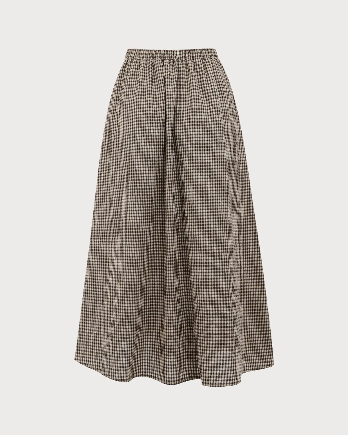 Brown Plaid High-Waisted Pocket Midi Skirt sold by rihoas product image thumbnail 2
