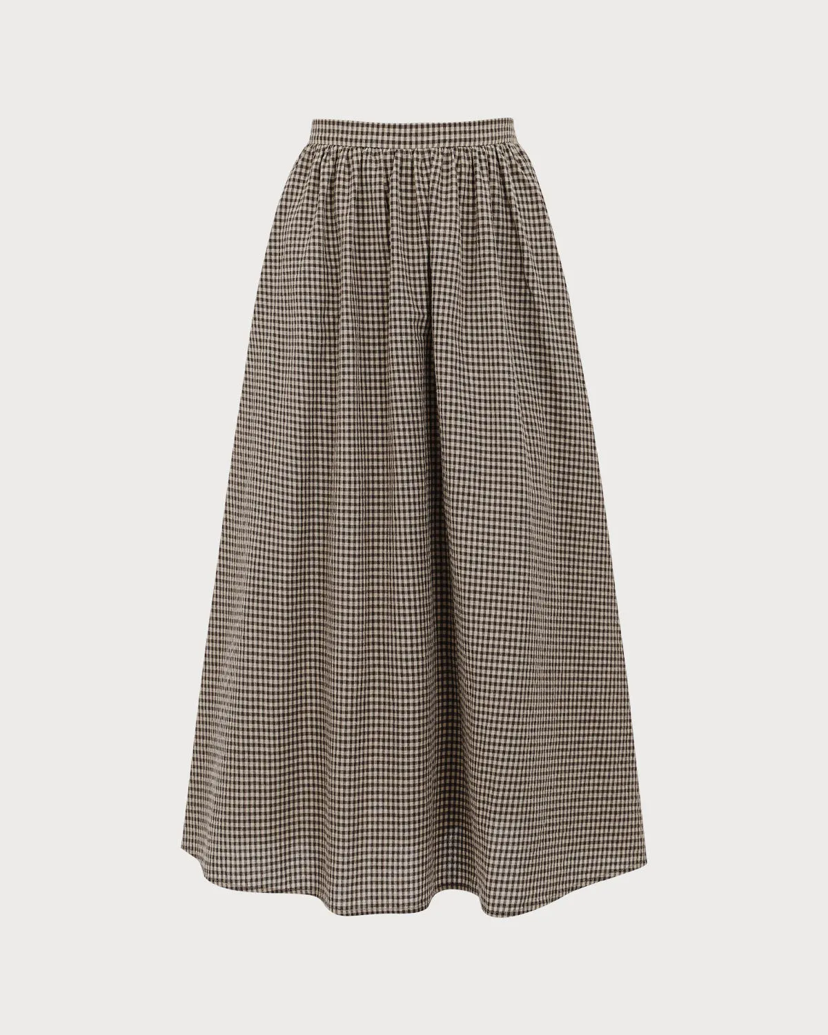 Brown Plaid High-Waisted Pocket Midi Skirt sold by rihoas
