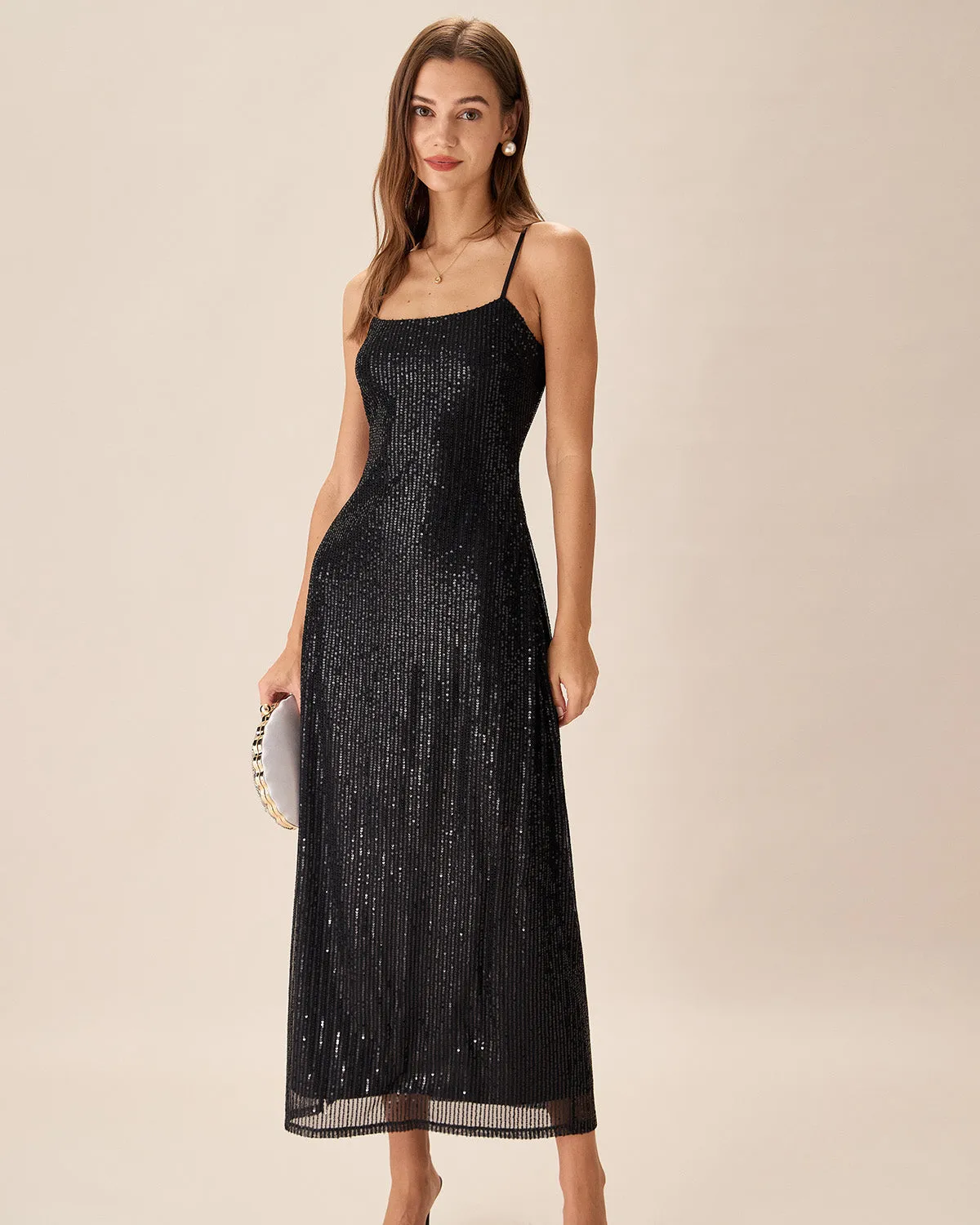 Black Sequin Bodycon Slit Maxi Dress sold by rihoas