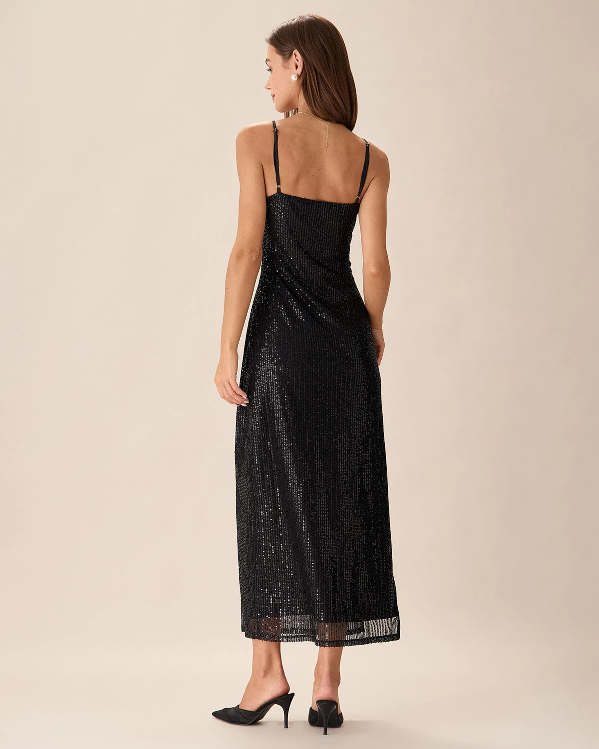 Black Sequin Bodycon Slit Maxi Dress sold by rihoas product image thumbnail 5