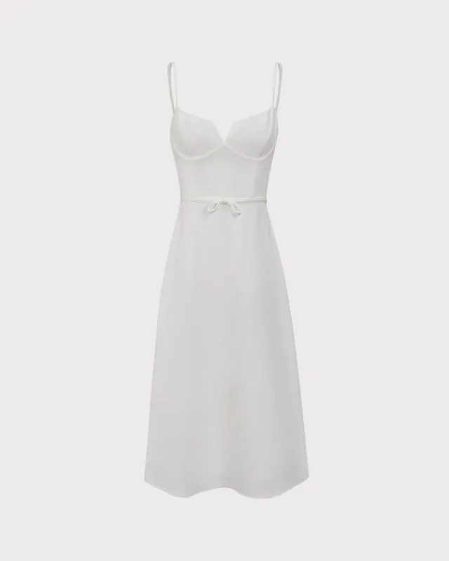 White Bowknot Slip Midi Dress sold by rihoas