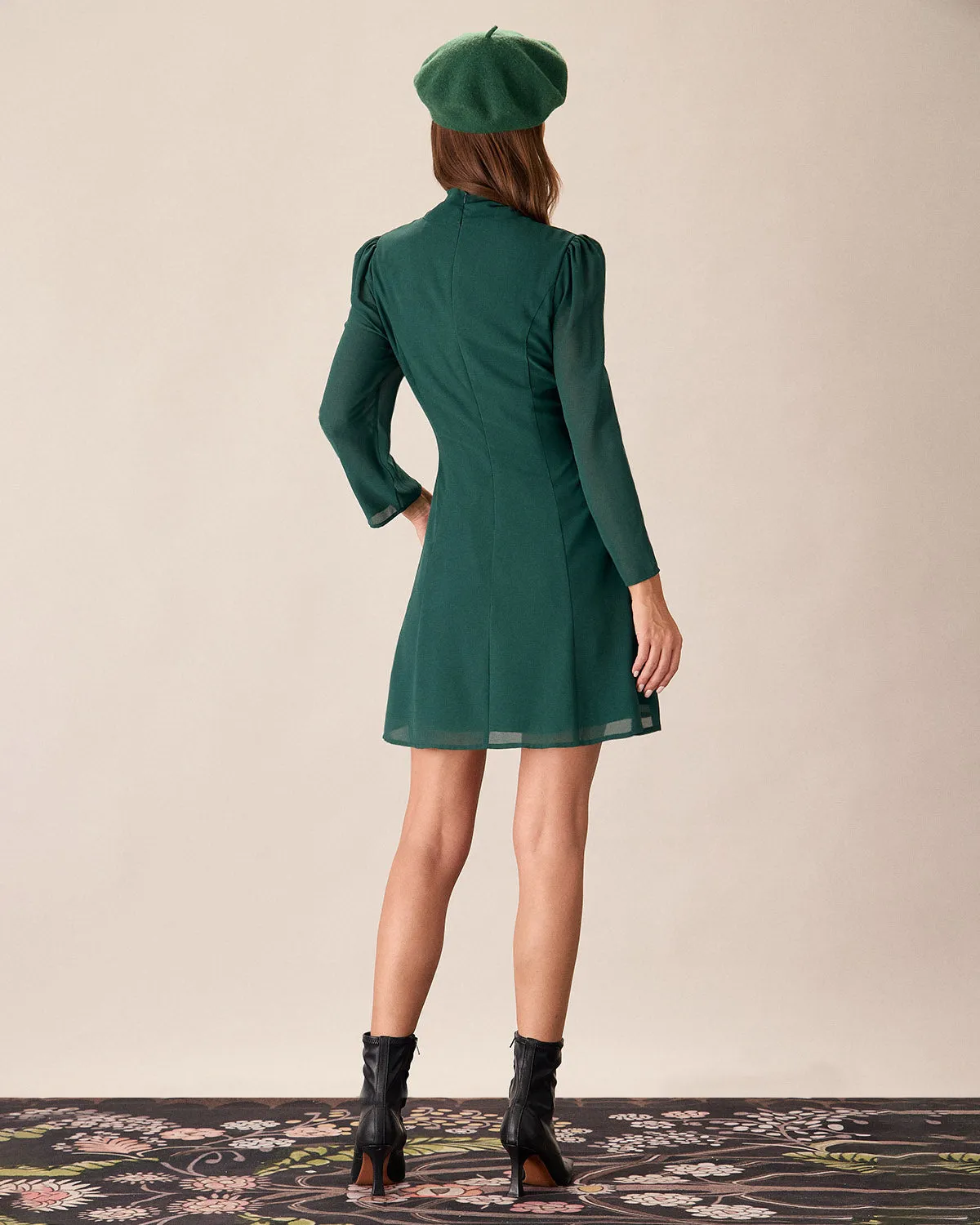 Green Tie Neck See-Through Mini Dress sold by rihoas product image thumbnail 3